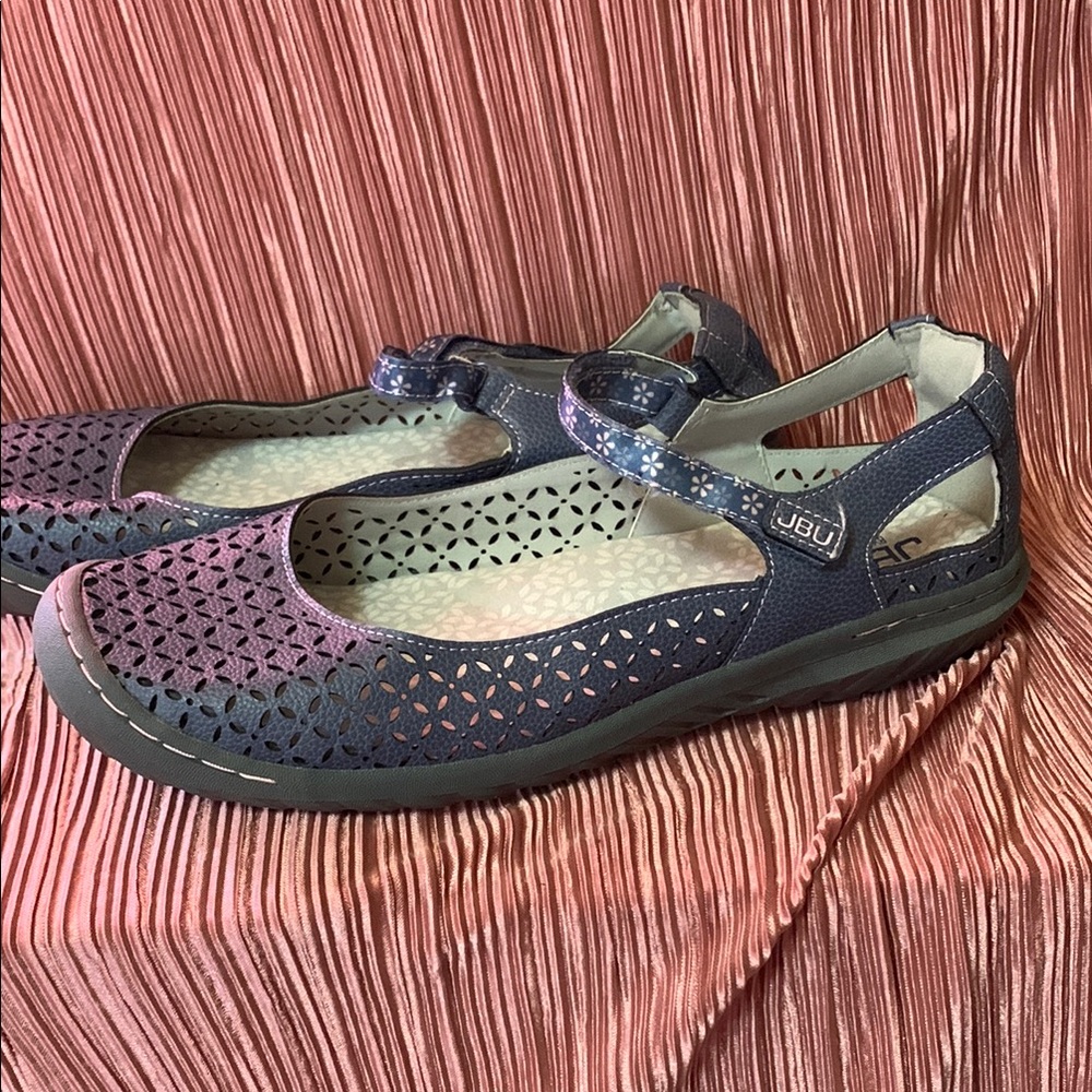 JBU Blue Perforated Flats with Strap